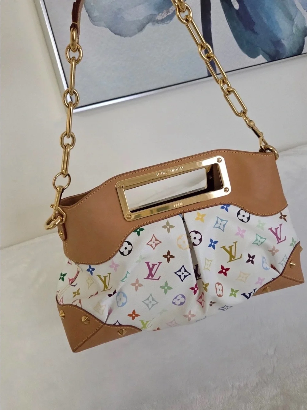 Louis Vuitton Judy MM White Multicolore Murakami Bag